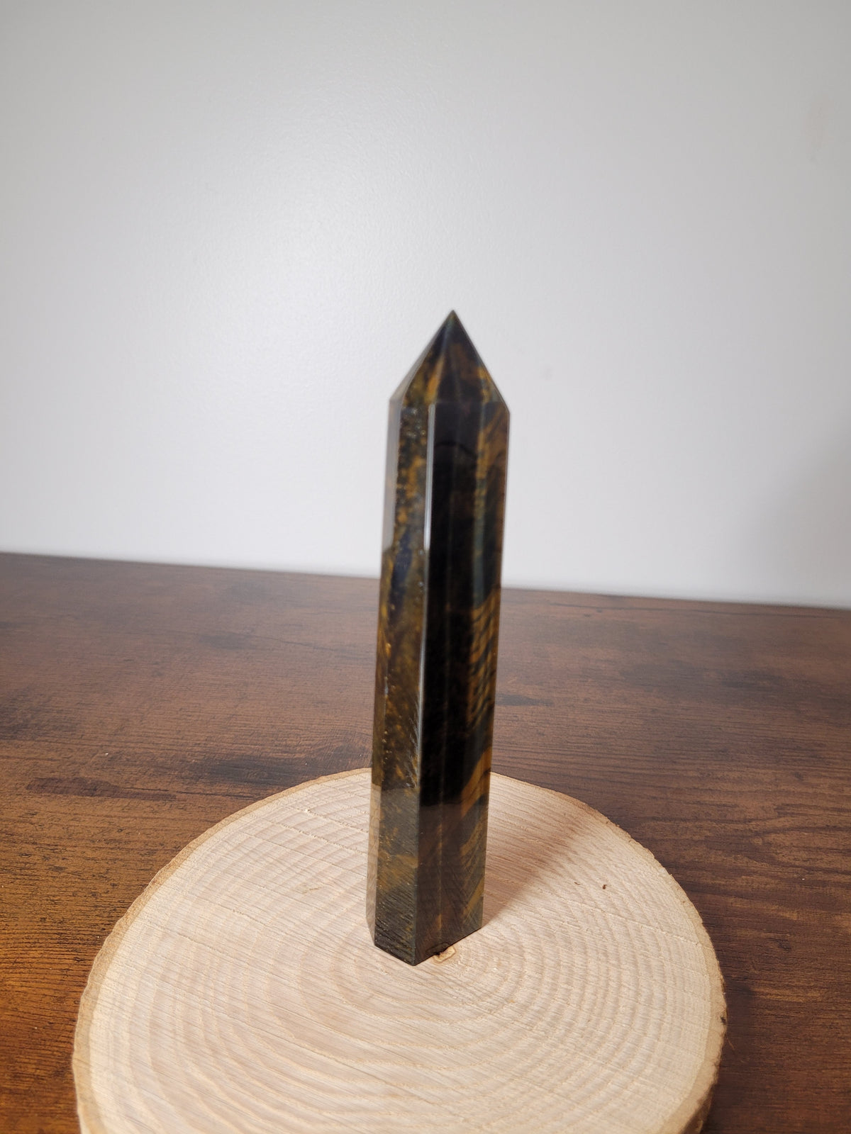 Pointe Polie Œil de Tigre & Œil de Faucon  Afrique du Sud (181g) – Pièce Unique