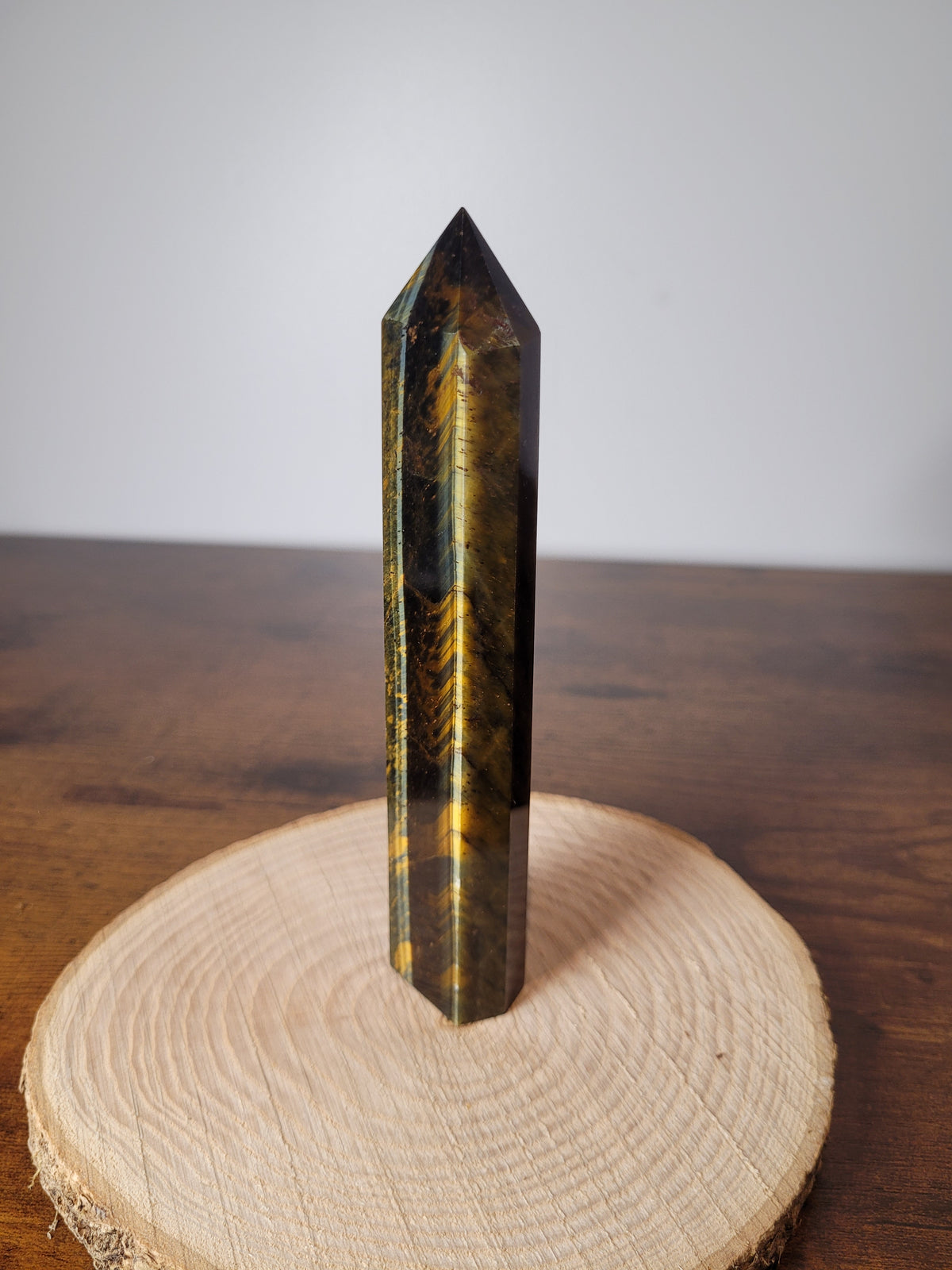 Pointe Polie Œil de Tigre & Œil de Faucon  Afrique du Sud (181g) – Pièce Unique