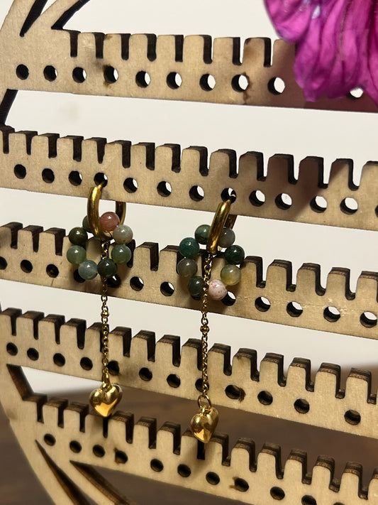 Boucles d'Oreilles Auren Dorées - Agate indienne