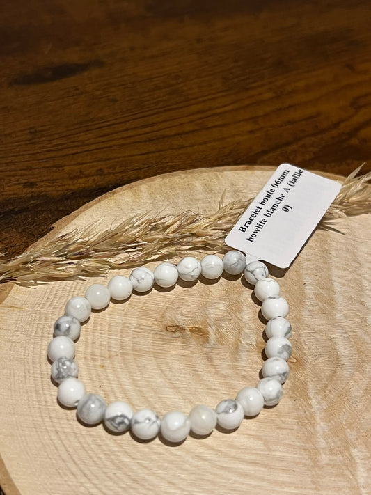 Bracelet Boule - Howlite Blanche