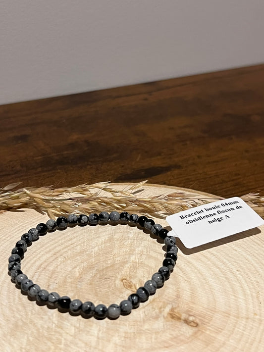 Bracelet Boule - Obsidienne Flocon de Neige