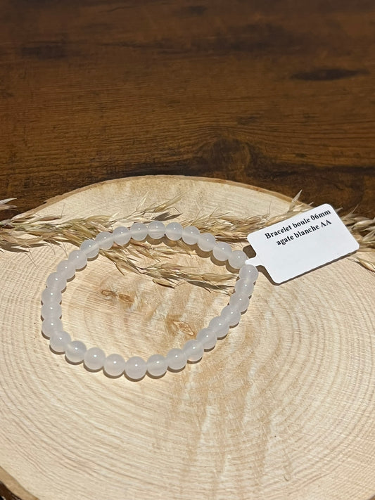 Bracelet Boule - Agate Blanche