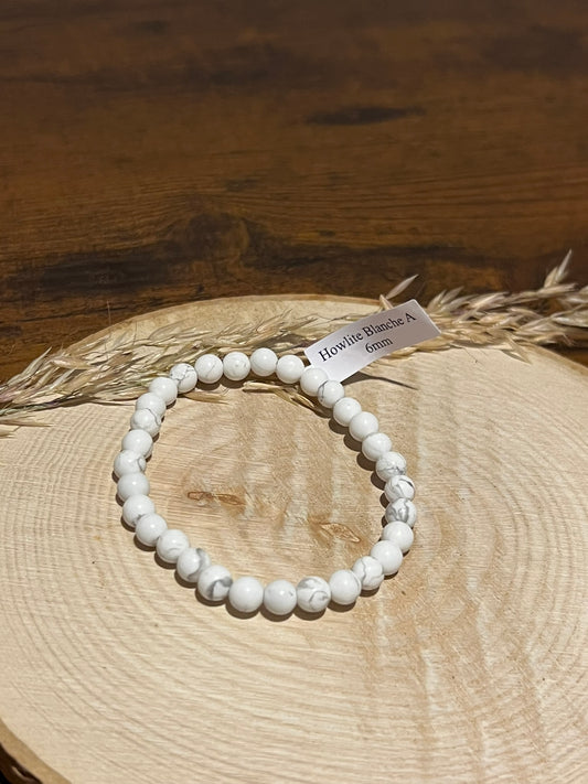 Bracelet Boule - Howlite Blanche