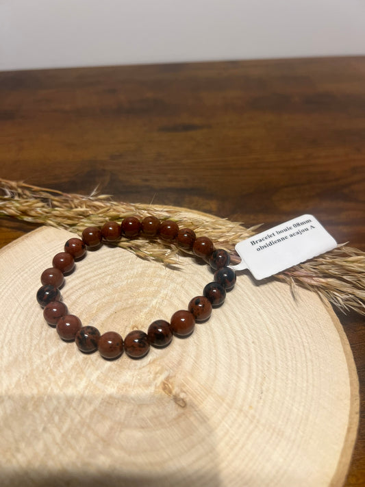 Bracelet Boule - Obsidienne Acajou